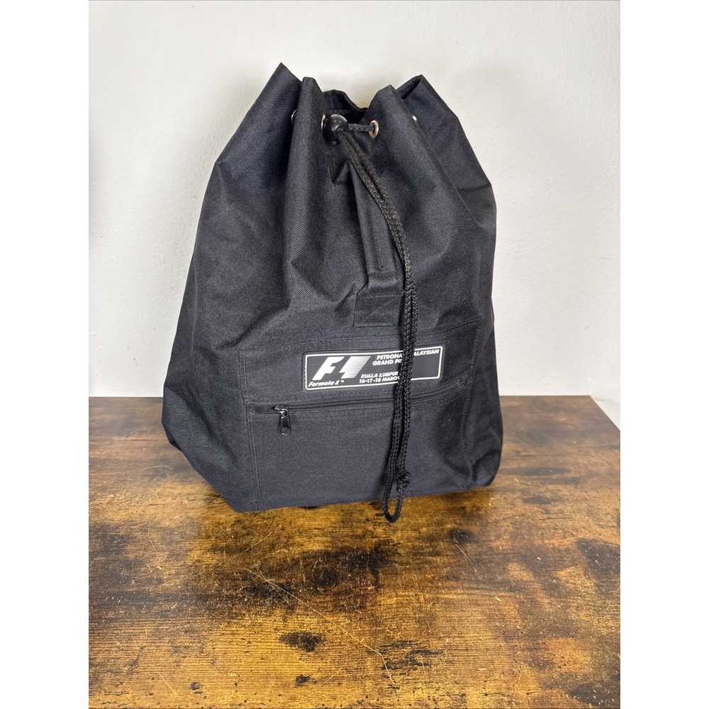 F1 Petronas Malaysian Grand Prix Tote Bag Black Vintage Drawstring Shoulder Str
